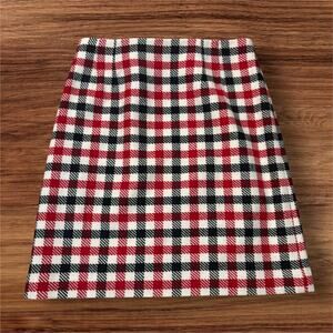 TALBOTS Knee Length Check Plaid Wool Blend Skirt Size 8